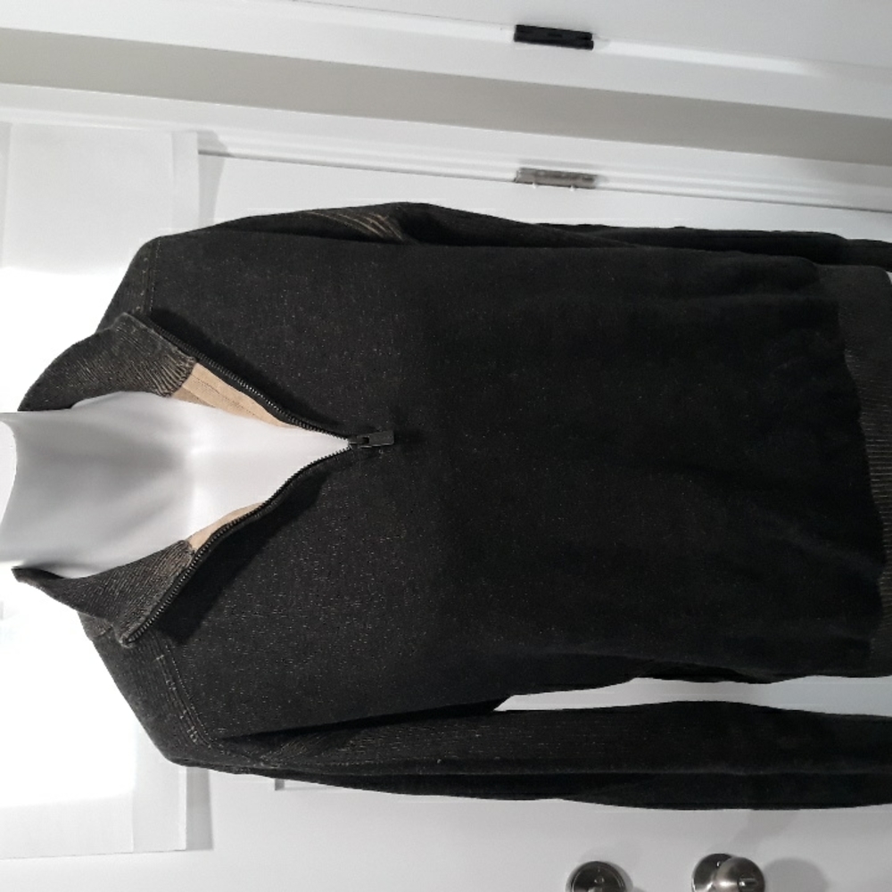 F/X Fusion mens brown cotton blend zip collar sweater. Large